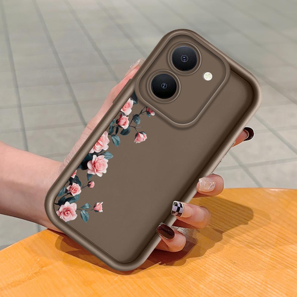 Měkký silikonový čtvercový žebříkový vzor tisku Pouzdro telefonu Plný kryt fotoaparátu Ochranné pryžové pouzdro odolné proti nárazům pro Vivo