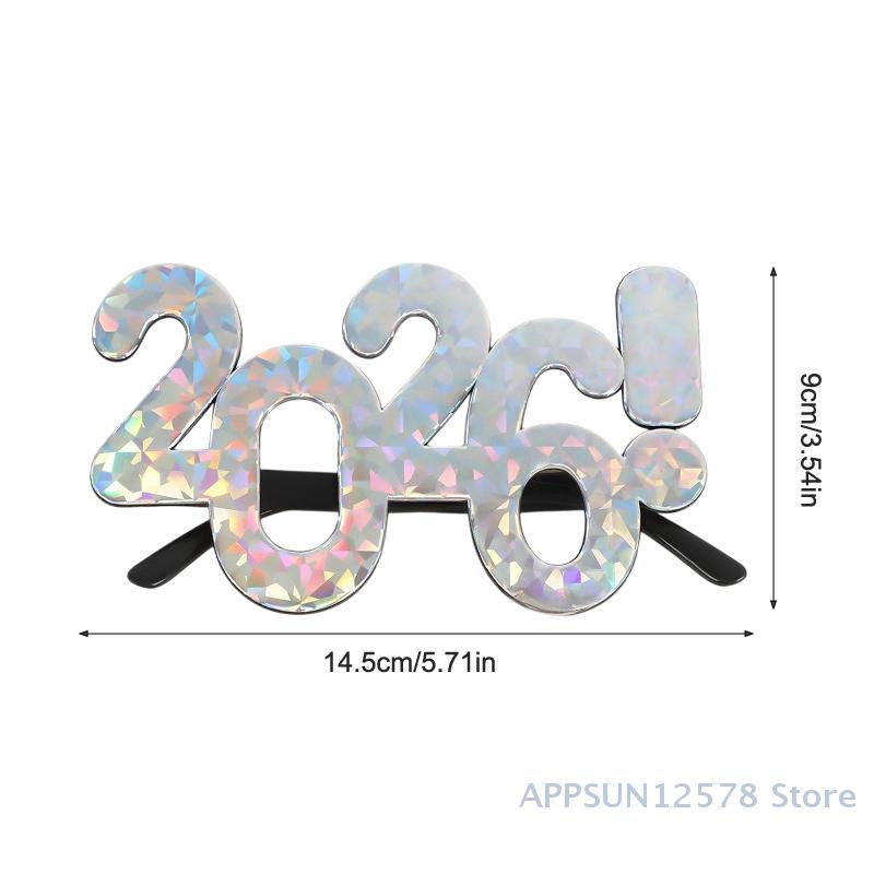 2026 Number Eyeglasses Happy New Year Glasses Diamond Glitter Sunglasses Cosplay Prop Xmas Party Decoration Funny Glasses