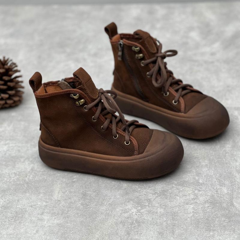 

Модные женские ботинки в старом стиле, женская обувь на толстой подошве, зимняя обувь для пожилых людей, ботинки для верховой езды на платформе, рабочие ботинки 40 темно-коричневого