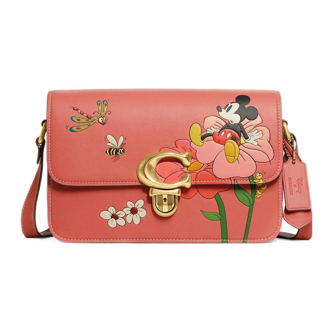 

Сумка Coach X Disney Studio 25 с рисунком Микки Мауса и цветами, с застежкой-защелкой, кожаная, на плечо и через плечо, средняя, женская, кораллово-красная CH413-B4VH1 Basic Set (Bag+Dust Bag)