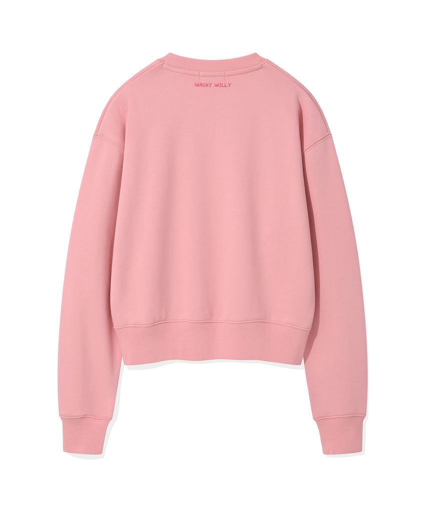 WACKY WILLY [25Fw] Women'S Lily Wappen Crop Sweatshirt Pink