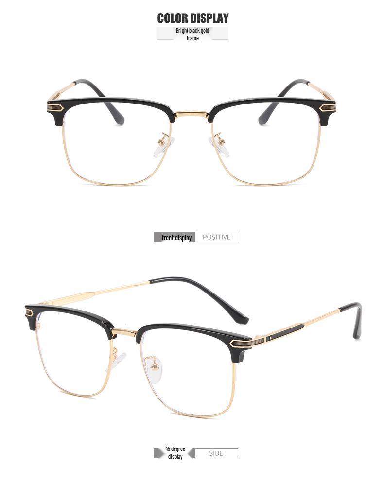 New Retro Large Business Casual Eyewear: Lightweight, Comfortable, Anti-Blue Light Eyebrow Frame.