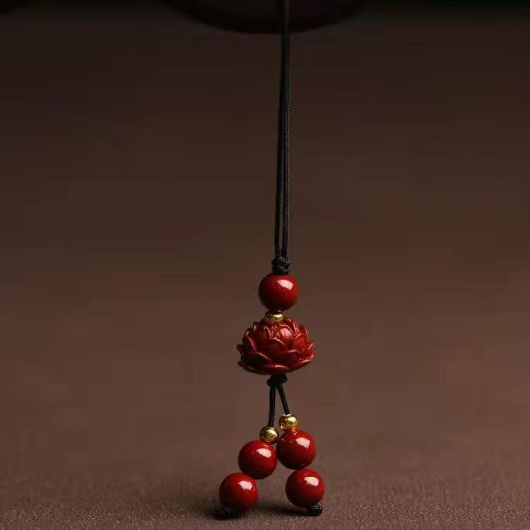 

Cinnabar Lotus Phone Charm & Keychain Pendant - Unisex Couple Car Accessories