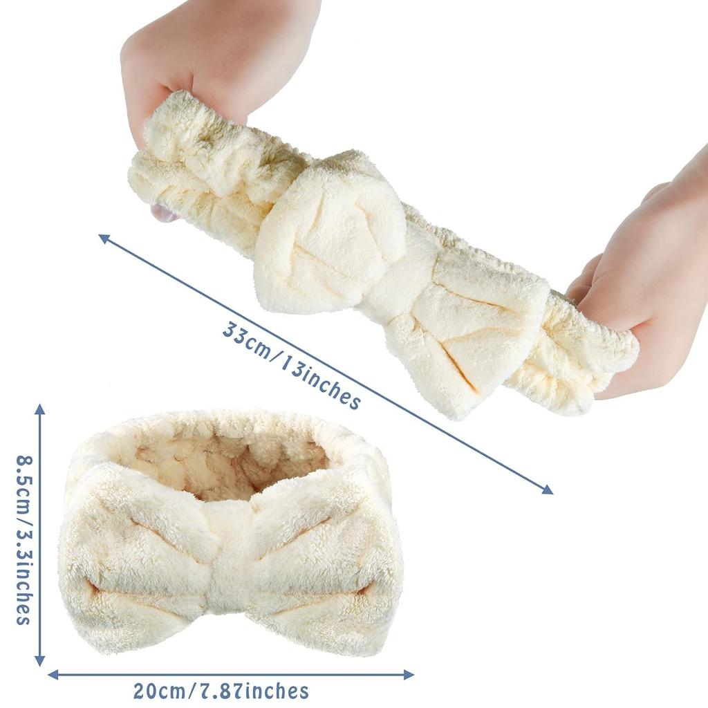 3 Pieces Spa Headband for Women Facial Headband Makeup Headband for Washing Face Terry Cloth Hairband Bow Towel Headbands