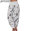 BITCED 15 Color Women Casual Elastic Waist Plus Size Print Long Trousers Straight Loose Long Pants Haren