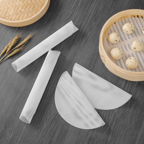 Set of 5 Steaming Cloths for Steamers, 24cm, 26cm, and 28cm Diameter, Heat-Resistant, Food-Grade Silicone, Reusable, Washable, for Steaming Buns, Dim