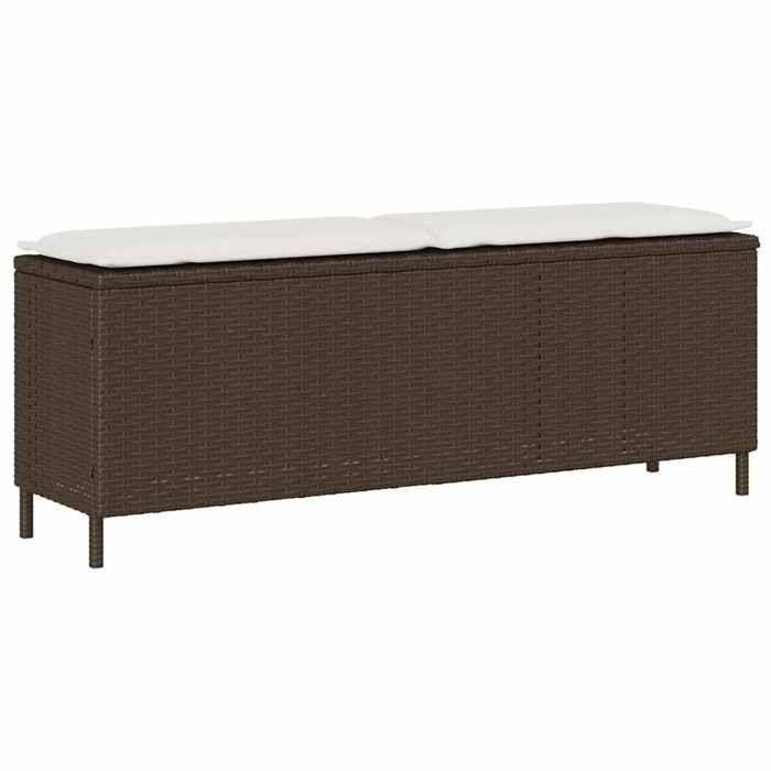 VidaXL Garden Bench with Brown Cushion 110x30x40.5cm Wicker, Outdoor Bench, Patio Bench, Garden Seat, 4104155