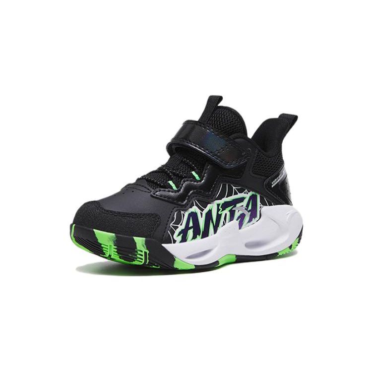 Anta Antiskid Wear Resistant Sports Casual Shoes Kids Sneakers Black Green 312319951-1