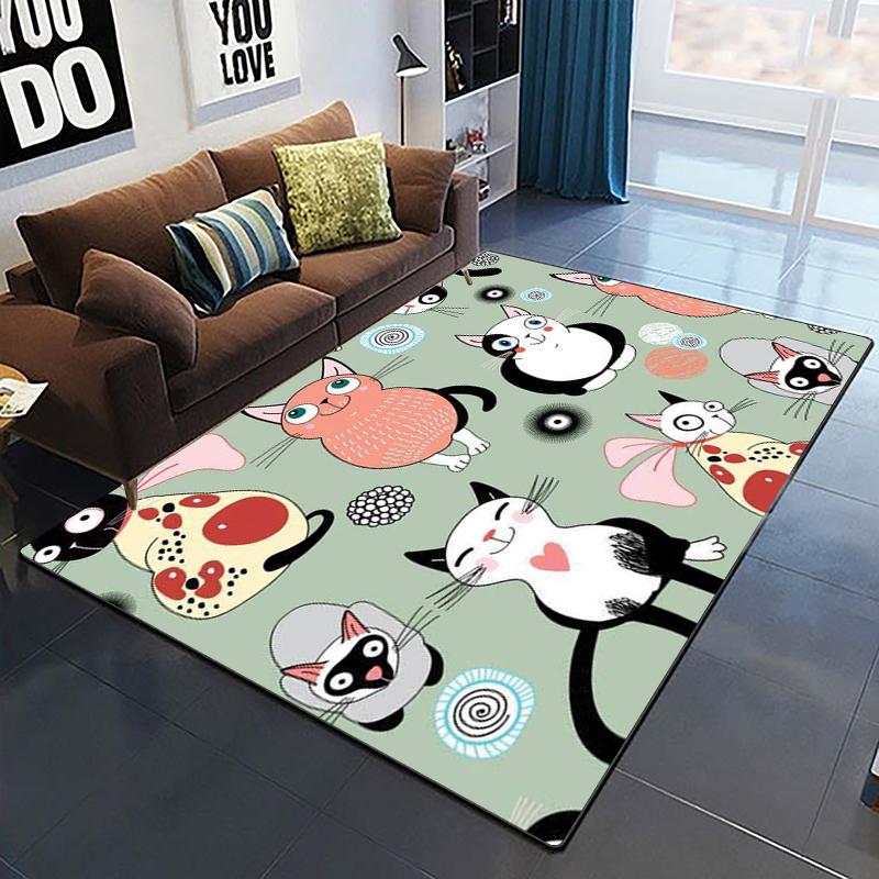 Cute Cat Carpet Yoga Living Room Children's Crawling Mat Picnic Mat Kawaii Rug Doormat Area Rug Games Area Washroom Floor Mat