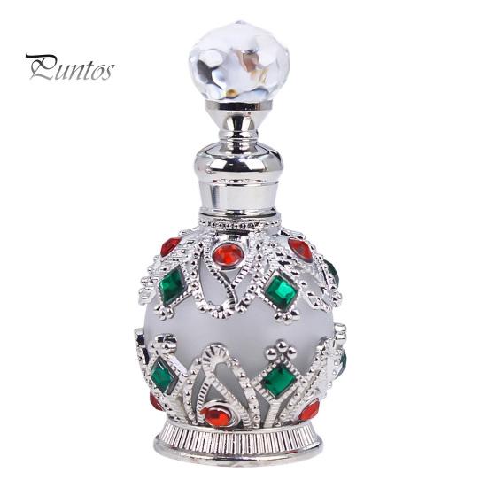 Kompakte Parfümflasche 15ML Vintage Luxus Nachfüllbare Flasche, Ätherisches Öl & Duft Glasspender Dubai Arabischer Stil Leerer Behälter für Reisen