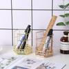 Wrought iron hexagonal pen holder rose gold makeup brush desktop storage ornament