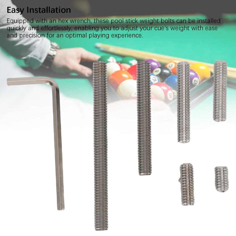 8pcs Metal Cue Weight Bolt Kit Multi-Size Protective Cover Pool Cue Weight Set  Standard Cue Stick