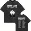 Katoen Vintage Gewassen Bruno Mars The Romantic Tour T-shirt Mode MannenVrouwen Retro Oversized Los Zuurwas Tee Shirt