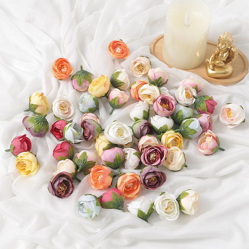5/10/20Pcs 3.5cm Silk Tea Roses Bud Artificial Flowers Head for Scrapbook Wedding Decoration Home Room Supplies Accessories