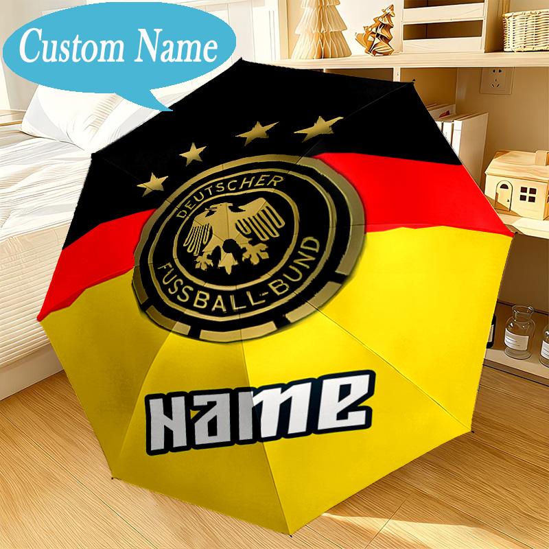Custom Name Umbrella German Football Crest Umbrella 8-Frame for Travel, Camping, Casual Lightweight Portable, Essential for Family Gifts