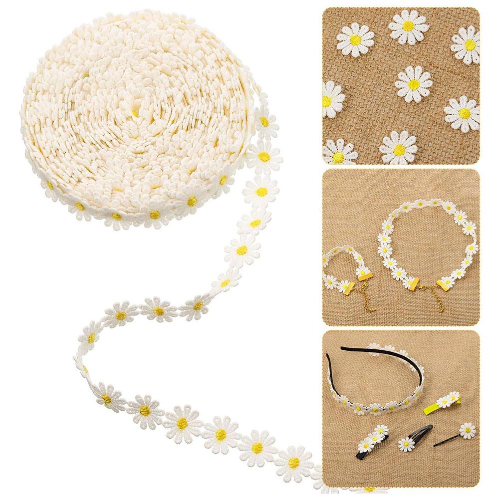 Tessuto di Pizzo Bianco Ricamato con Fiori di Margherita, Larghezza 2,5/3,5CM, Nastro di Pizzo, Colletto per Abito, Cappello, Accessori per Capelli, Rifinitura per Cucito, Decorazione