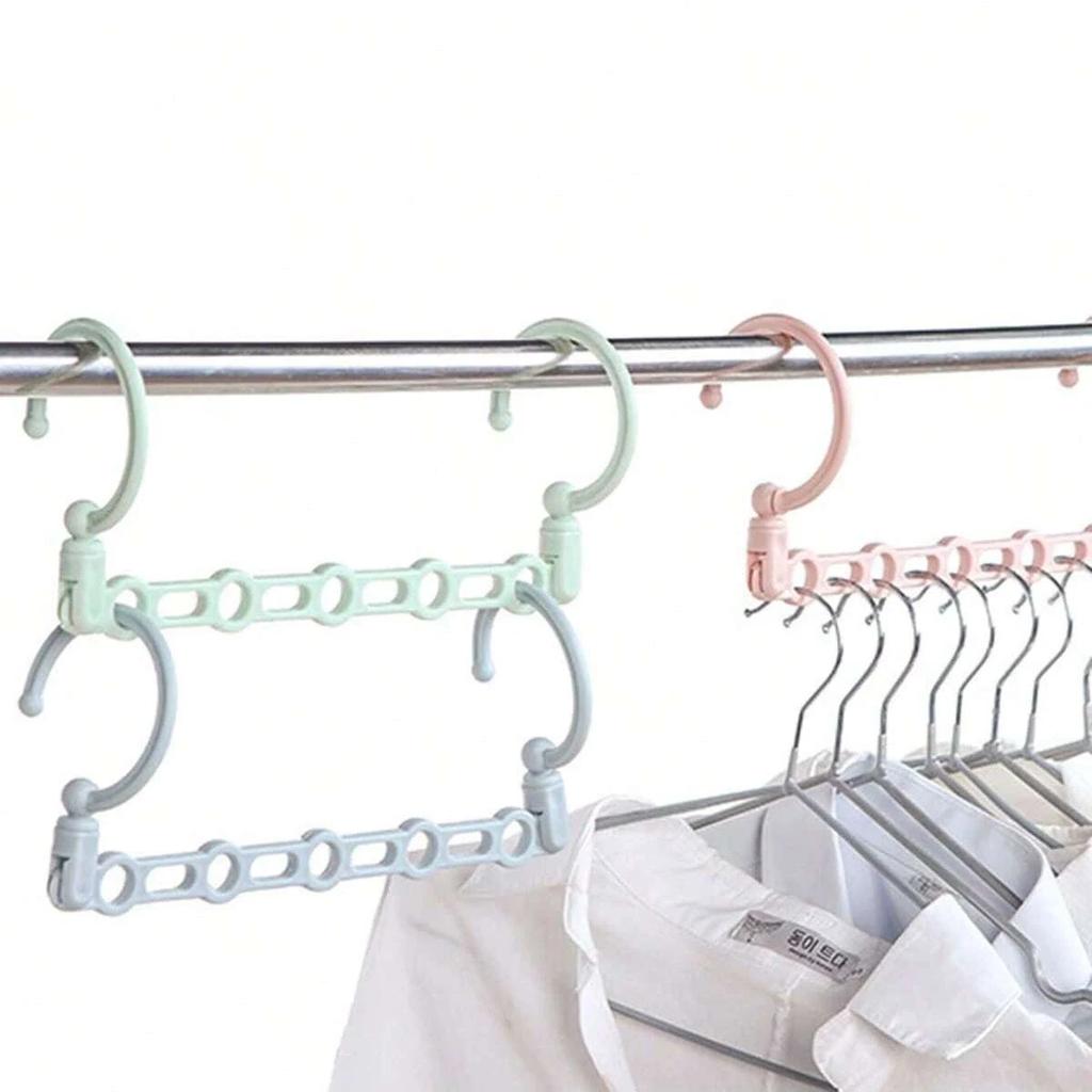 1pc Foldable Rotating Magic Plastic Hanger Saves Space Wardrobe Hanger Windproof Hanger Multi Hole Durable (Color Random)