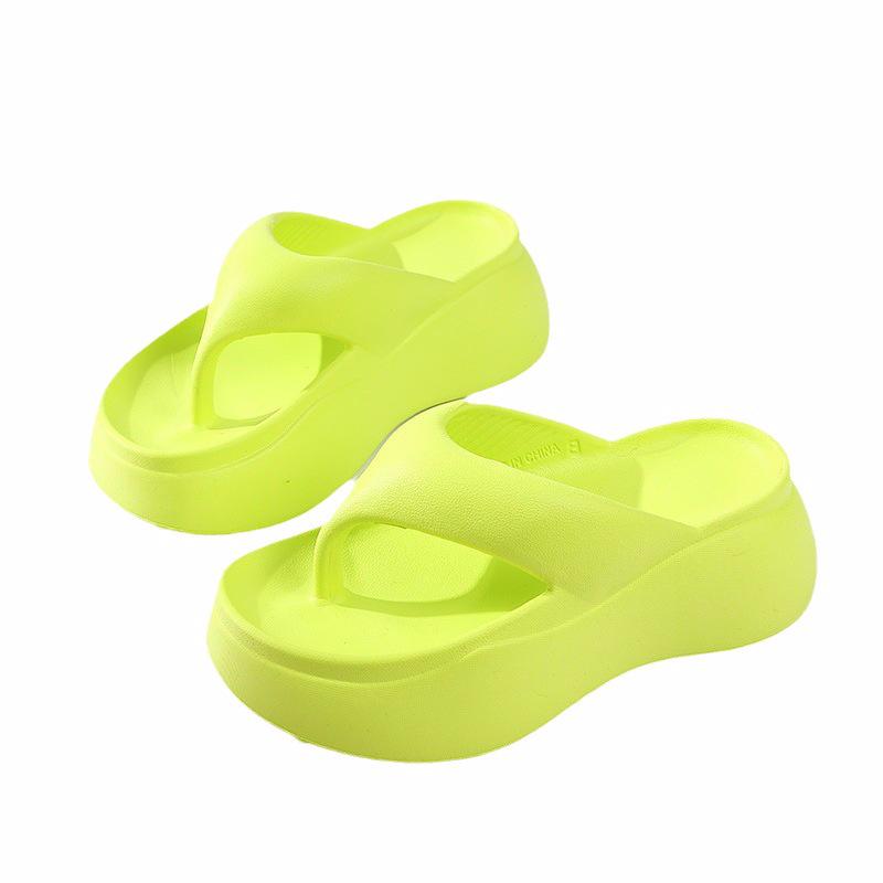 Hao Li Jia Women's Summer Thick Sole Height-Boosting Non-Slip Odor-Resistant EVA Flip Flops