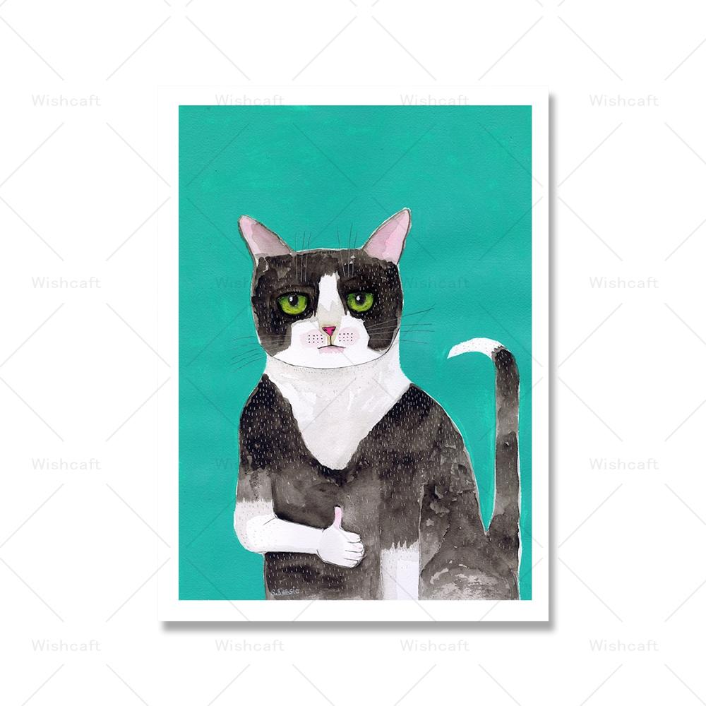 

Смокинг с котом, бледный художественный принт, постер, зеленый юмор, холст, картина, любитель кошек, настенные панно для гостиной, кухни, домашний декор 21x30cm No Framed