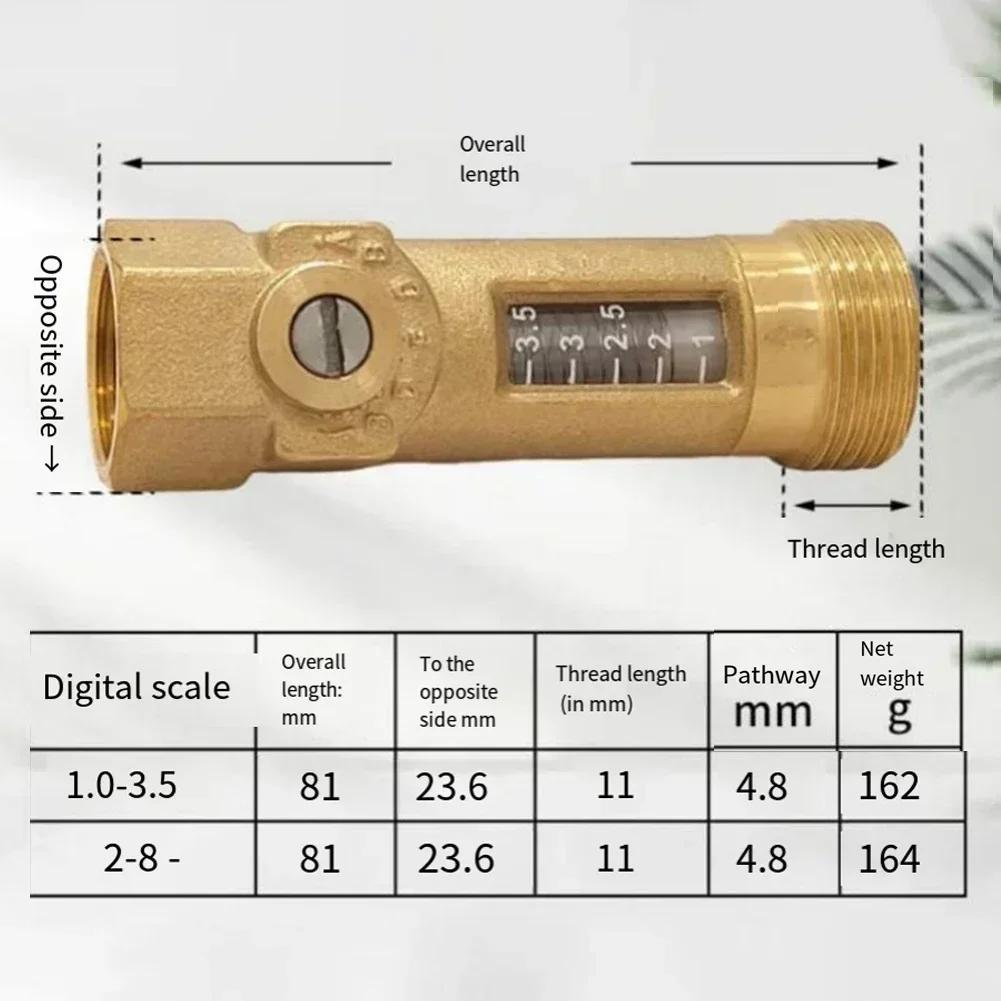 DN15DN20 Balancing Valve Spring Flow Meter, Brass Flow Readout 1-3.5 L/min 2-8 L/min Sight Glass Control Valve Brass Flow Meter