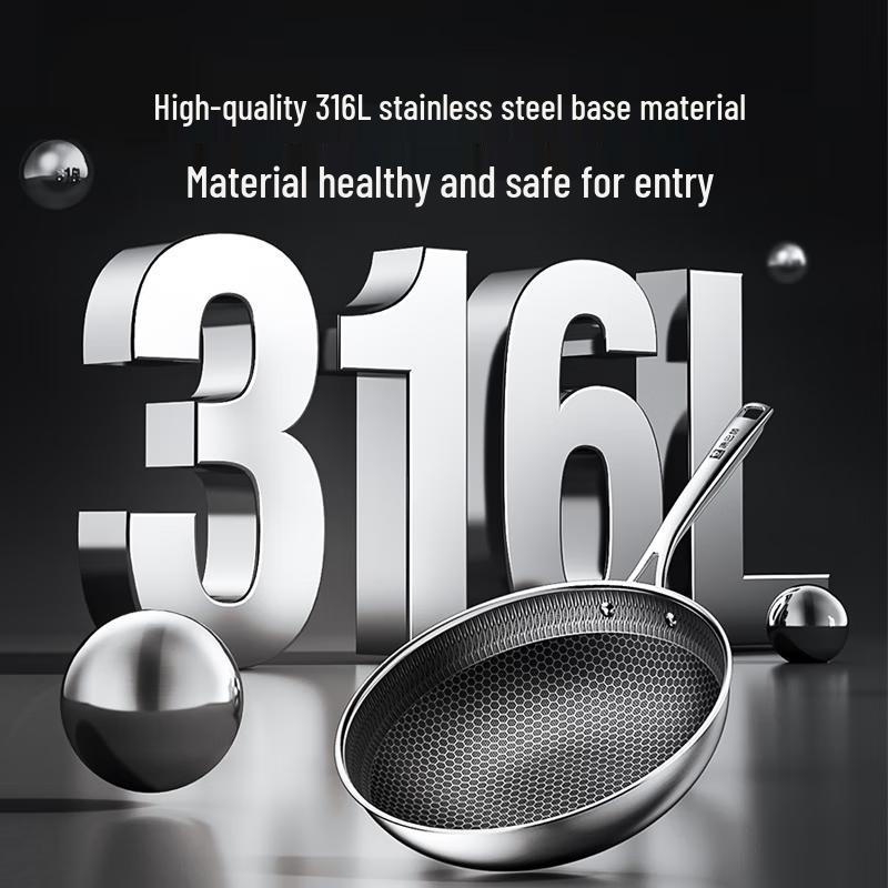 KOBACH 32cm 316L Stainless Steel Non-stick Honeycomb Wok