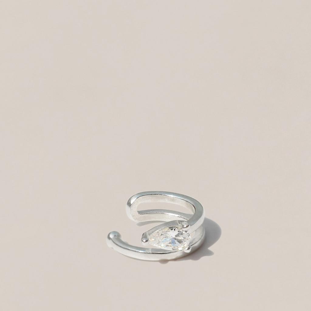 47Bag 925 Silver Cubic Ring Ear Cuff Titania