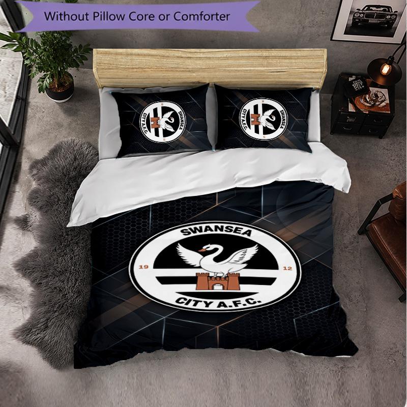 Biancheria da letto a tema Swansea City Set 3 Pezzi Copripiumino Biancheria da letto Decorativa Per Stanza Adolescenti Decorazione Casa