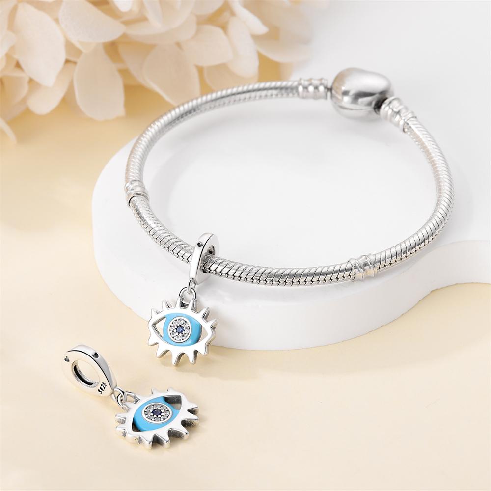 Original Copper Charms Luxury Blue-Eyed Pendant Beads Fit Bracelet Diy Women Making Delicate Gift Jewelry