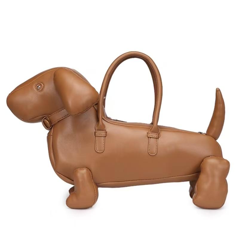 Funny Stuffed Animal Figurine Soft Leather Puppy-Shaped Handbag Shoulder Bag Crossbody Bag