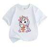 Kids Boys Girls Crew Neck Short Sleeve 100% Cotton T-Shirt, Cute Cartoon Unicorn Eating Ice Cream Pattern Casual Soft Breathable Tee Tops for Children