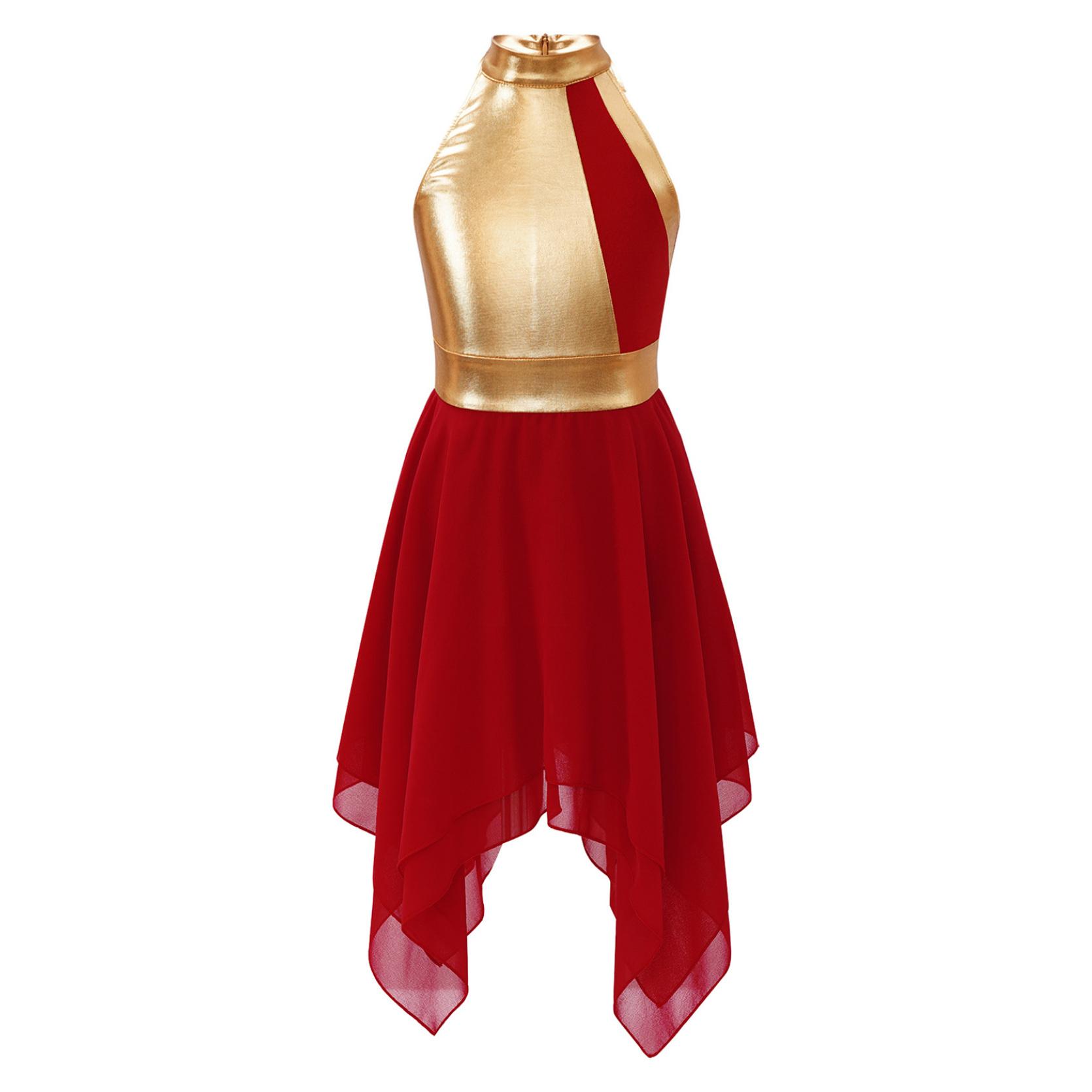 

Детский костюм для лирического балета и танца для девочек, платье для катания на коньках, трико без рукавов, танцевальная одежда 13-14 Years бордовый