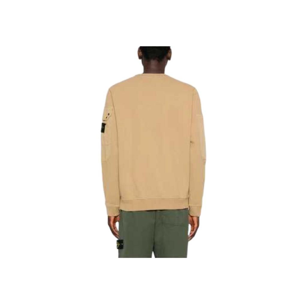 Stone Island FW24 Logo Arm Pocket Brushed Cotton Crewneck Pullover Sweatshirt Unisex sweatshirt Brown 811563920-V0094