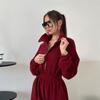 European & American Women's Spring/Autumn Long Sleeve Jumpsuit - Casual Half Open Neck, Elastic Waist Set