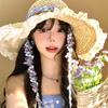Sweet Floral Women's Beach Hat - Large Brim Foldable Sun Hat for Summer Holiday
