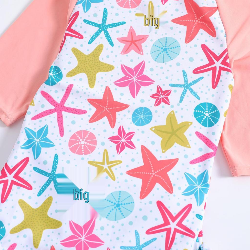 Girls' One-Piece Swimsuit Set with Sun Protection