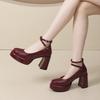 Francouzské Mary Jane boty na silném podpatku z malé kůže dívka 2025 jaro nové vysoký podpatek retro pohádkový styl se sukní módní boty