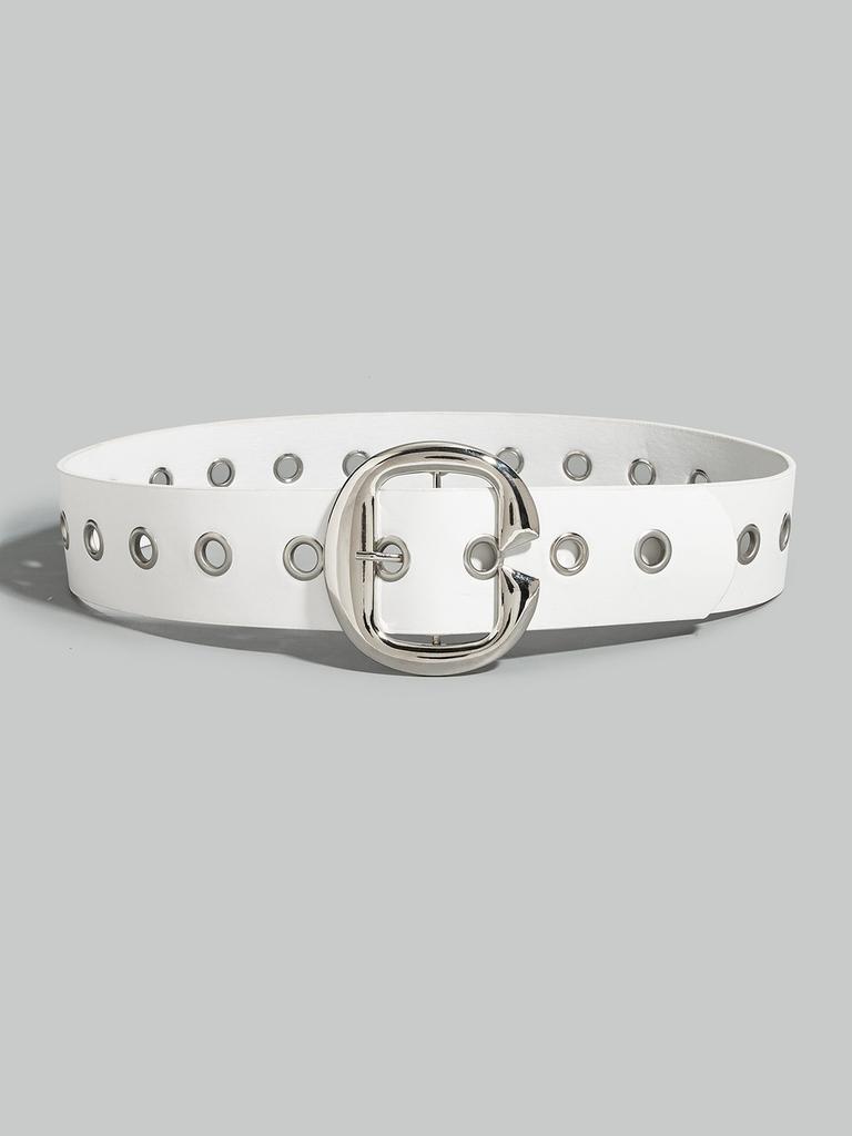 Fashion Color Solid Large Metal Buckle Decoration Women Casual Belt Wide