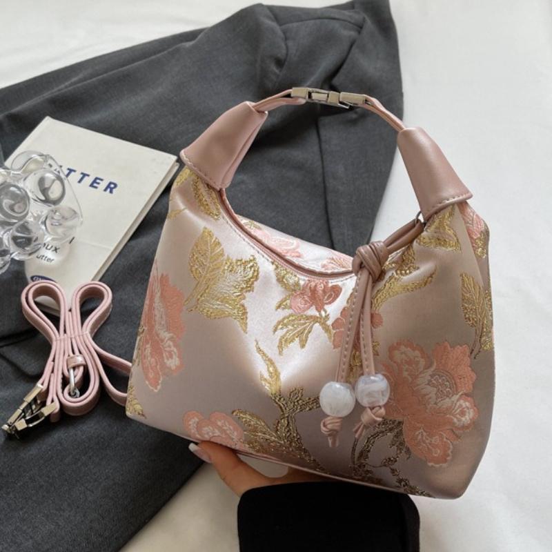 Casual Embroidered Chinese Style Handbag Purses Canvas Hanfu Embroidery Handbag Zipper Crossbody Bag Cheongsam Bag Party