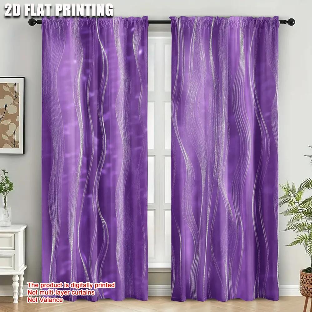 2pcs, plane printing Curtains Roller Blinds Silvery Wave Line 100% Polyester (without rod) Decorations Inside Use for Living