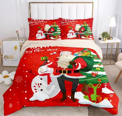 Šťastné Vánoce Ložní souprava 3D tištěná Sada povlaku na přikrývku Santa Claus King Queen Double Size Dětská ložní souprava Bez prostěradla Dárky