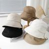 Spring Summer Sun Hats For WomenWomen's Bucket Hat With Bow Solid Color Foldable Cloth Korean Style Lady Travel Casual Fashion