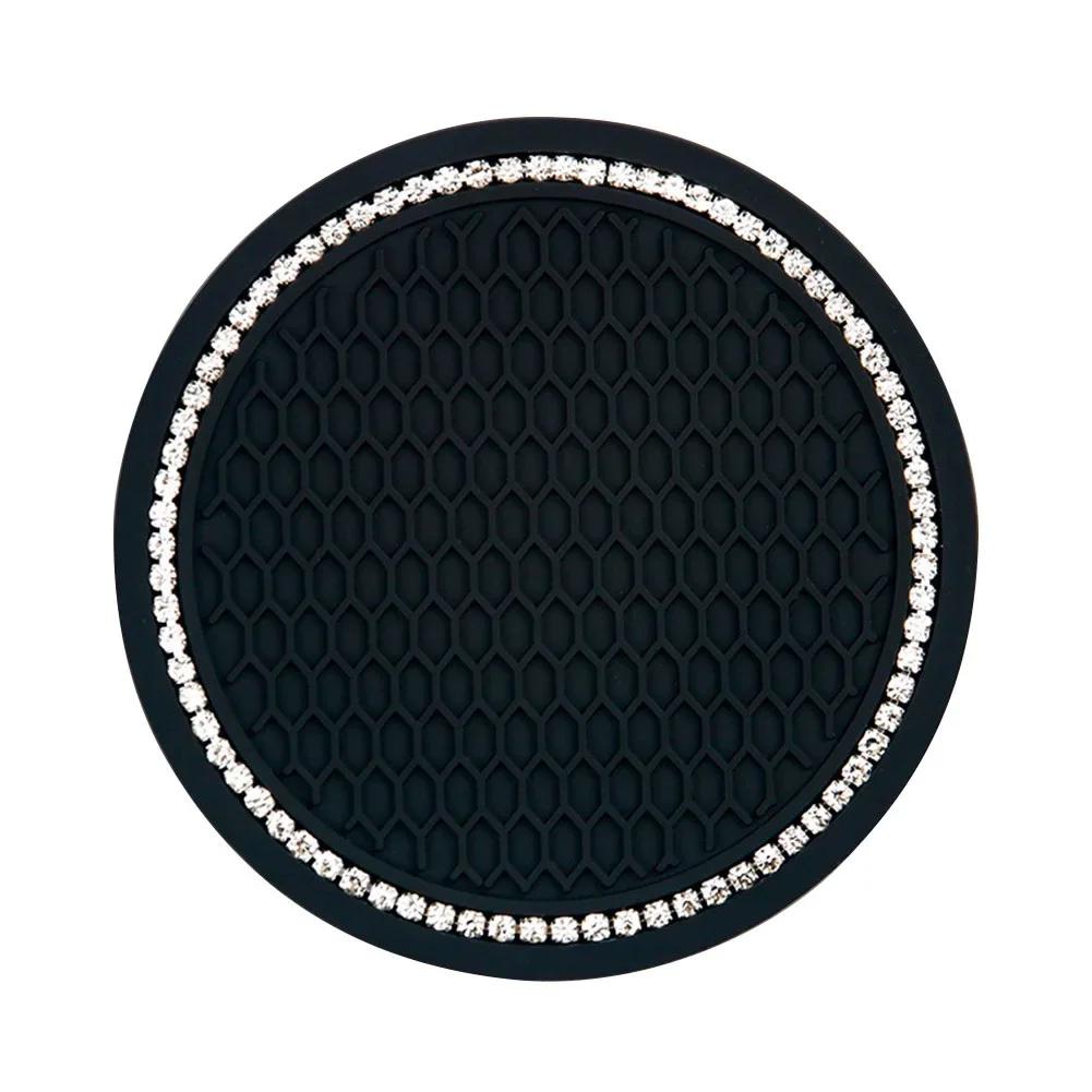 Car Water Cup Pad Holders Non-slip Diamond Rhinestone Rubber Mat for Bottle Holder Coaster Auto Interior Anti-skid Cup Holders