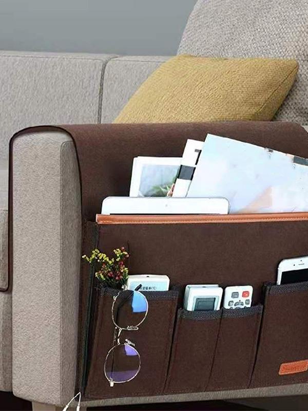 Household Armchair Caddy Felt Couch Recliner Armrest Organizer For Tablet Cell Phone Remote Control Hanging Storage Bag