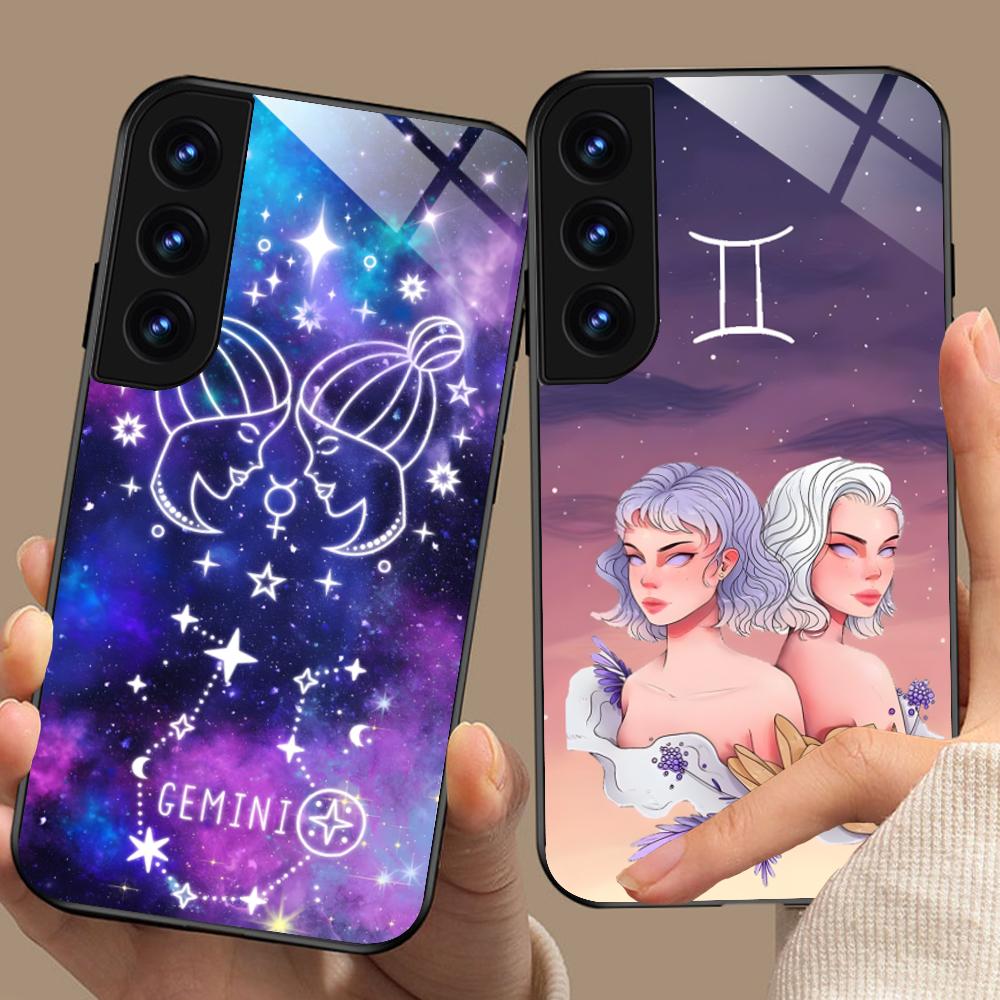 Zodiac Sign Gemini Mobile Phone Case for Samsung Galaxy A56 55 54 53 52 51 36 35 34 23 16 15 5G Glass Colorful Cover Cover