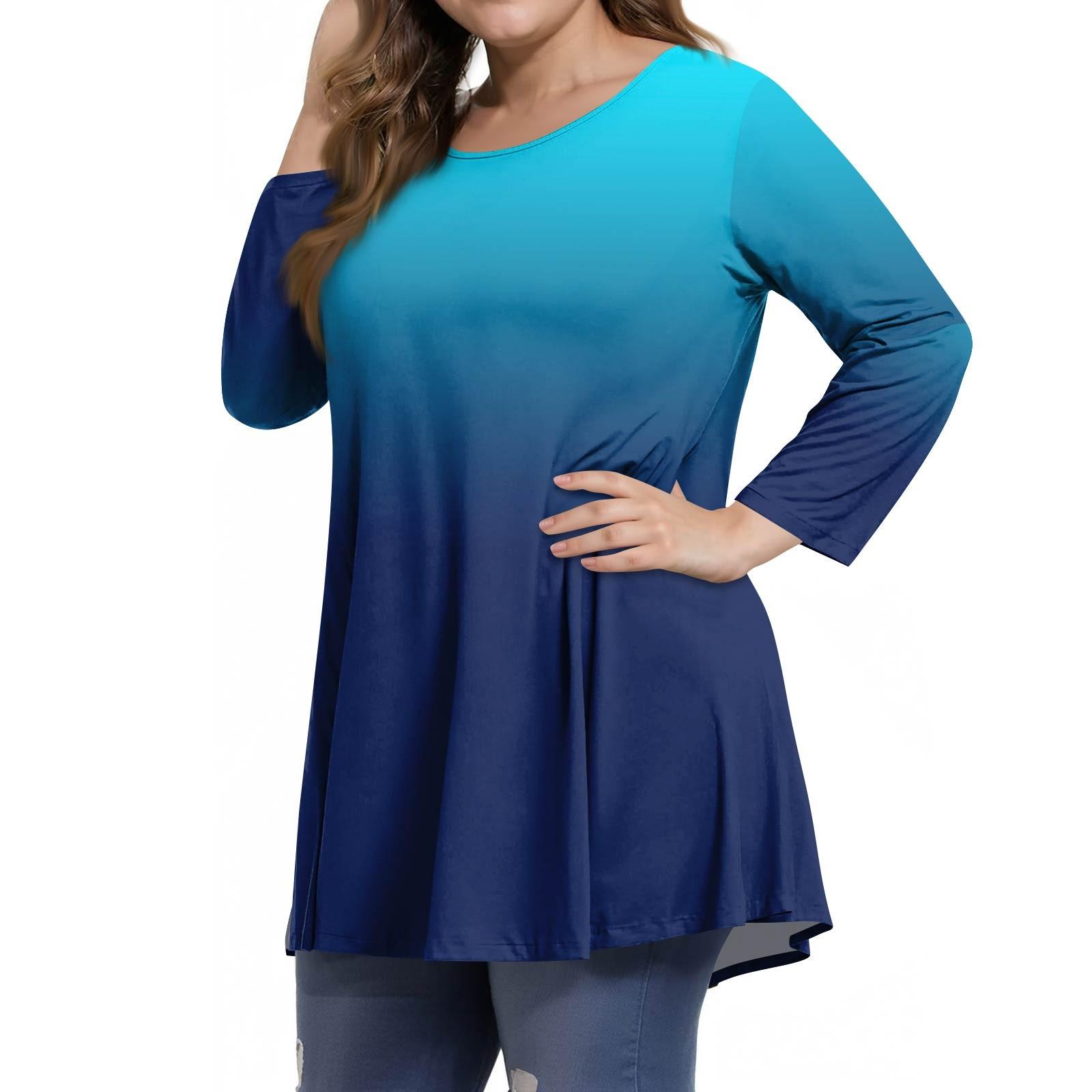 

Женская модная повседневная футболка с принтом, круглым вырезом и рукавами 3/4 L