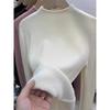 Soft waxy thickened integrated velvet semi-turtleneck warm sweater women's spring temperament slim-fitting inner top bottoming shirt