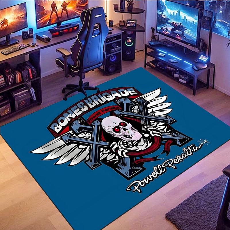 Powell Peralta Skateboard Logo Rug, suitable for living room, bedroom, game room, computer room and home décor.