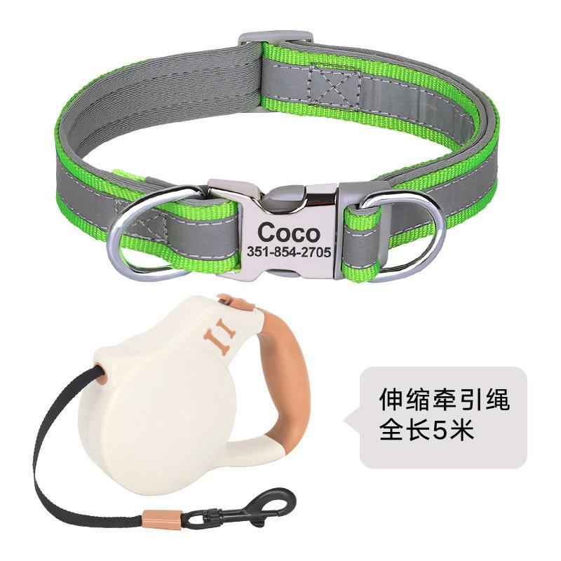 Reflective Dog Collar Small Medium Dogs Adjustable Non-Choke Pet Neck Strap With Engraving Option