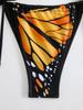 Butterfly Print Deep V Backless Bikini