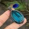 Natural Blue Labradorite Gemstone Copper Wire Wrap Gift Pendant 2.29" C1U86